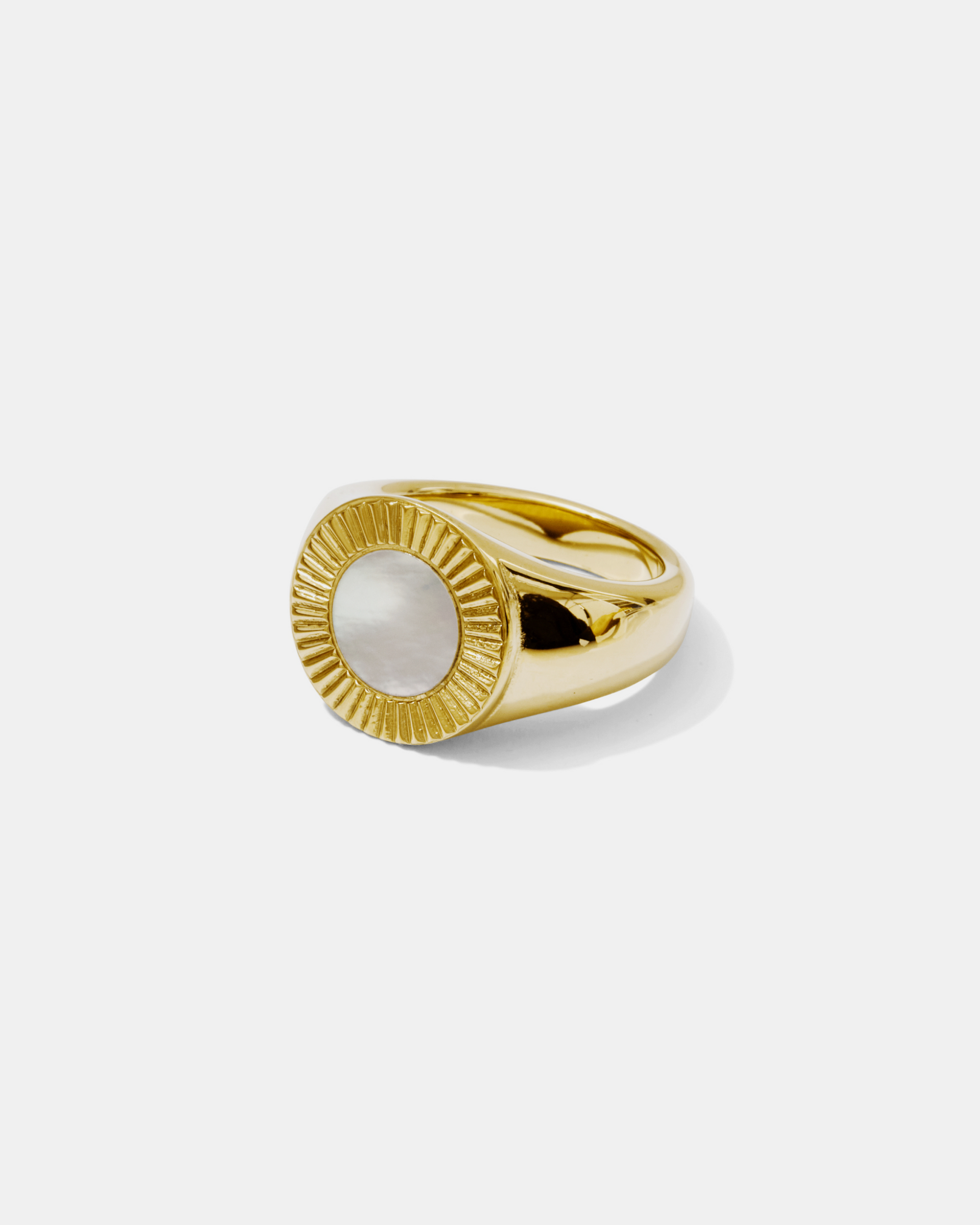 Fluted Mother Pearl Signet Ring