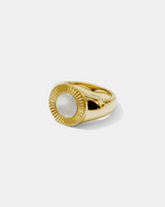 Fluted Mother of Pearl Signet Ring