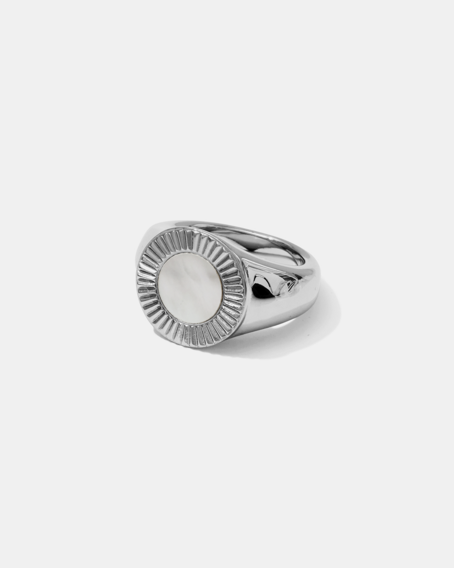 Fluted Mother of Pearl Signet Ring
