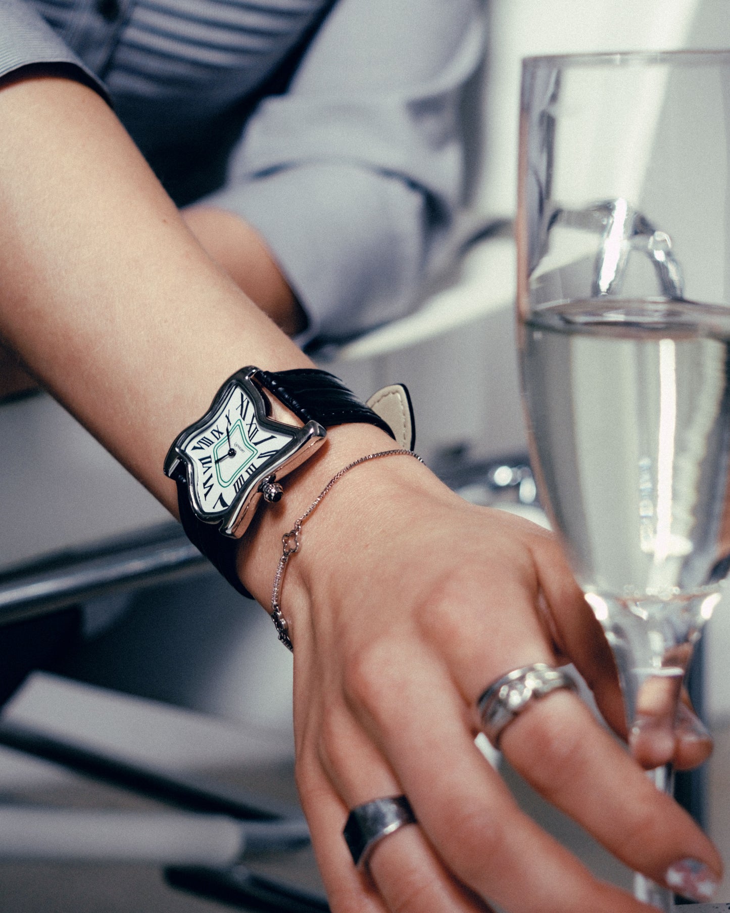 Square Melting Watch Silver Small